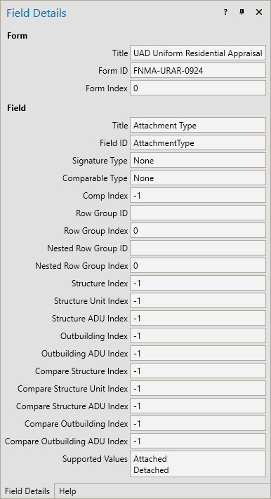 Appraise-It Pro's Field Details pane in a dynamic form